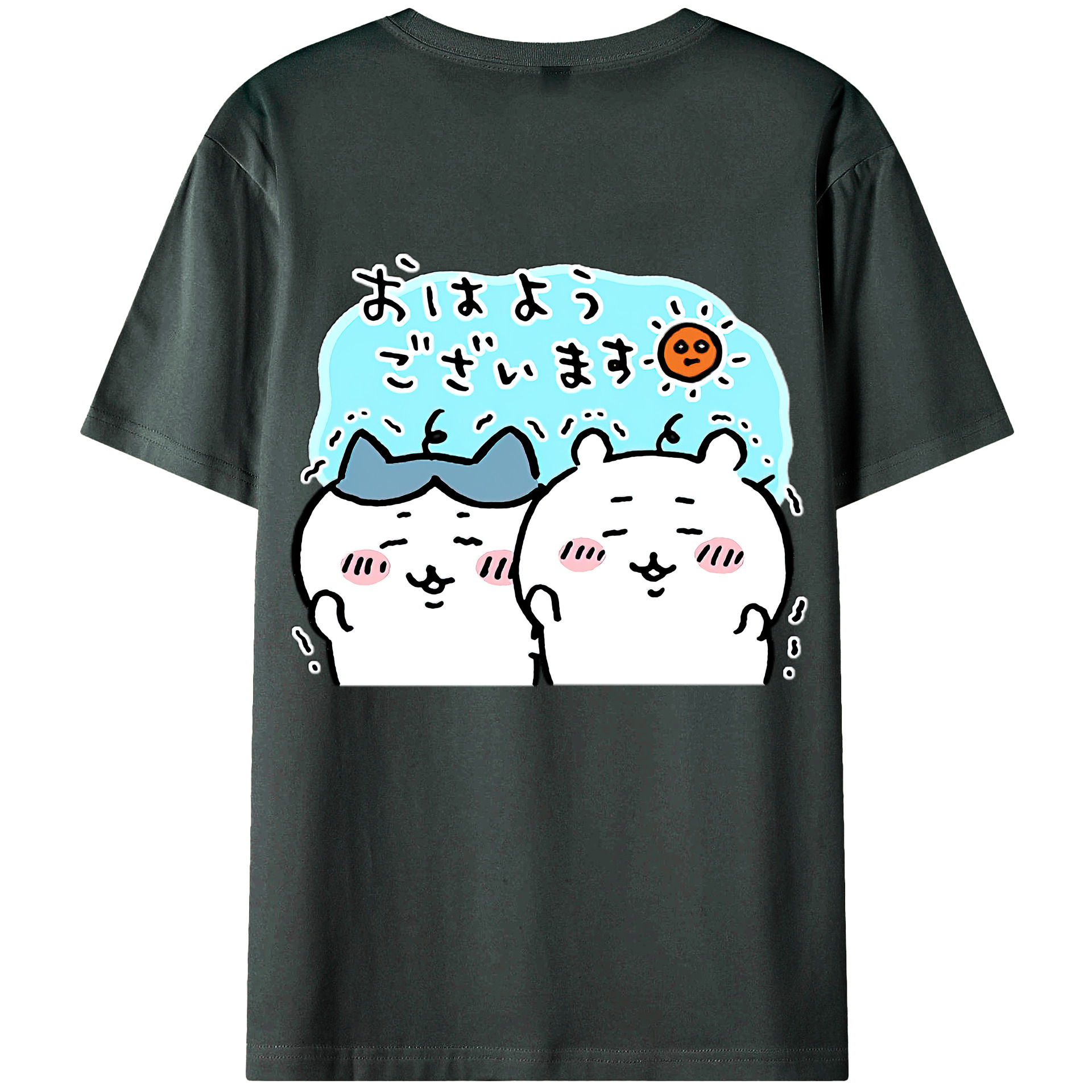 （画像用） ちいかわ ハチワレ Chii-kawa hachiware 綿100％ メンズ半袖Tシャツ（バックプリント） 通気性